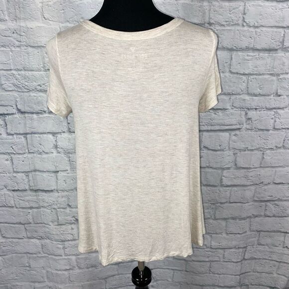 American eagle soft & sexy scoopneck short sleeve flowy top beige sz S women - Picture 4 of 8